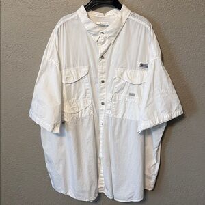 Columbia Men’s PFG White short-sleeve button-down shirt 3X
